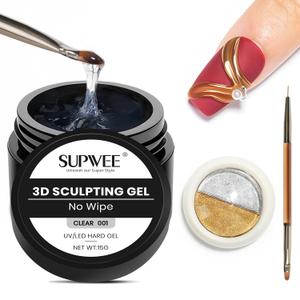 3D Sculpting Gel for Nail Art Chrome Powder No Wipe , Clear Semi-solid Modeling Carving Structure Nail Gel Suitable for Sticking Rhinestones and Painting,Semi-Solid-Clear