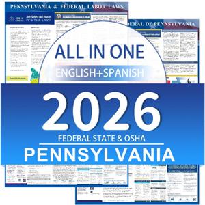 KIKIGO 2026 Pennsylvania State & Federal Labor Laws Poster OSHA Bilingual Poster, 24 x 36 inches