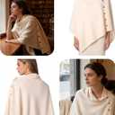 Women's Versatile Knitted Shawls Scarf Poncho Sweater Capes with Buttons Lightweight Spring Summer Fall Winter Wraps, Size: 54"x24"