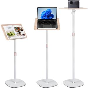 Adjustable Floor Book Stand Height From20'-67‘ and Angle, Music Stand,Reading Stand for Tablet Bibles, Recipes, Cooking, Books Wooden Display Rack,Stable Portable with Clip