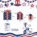 Set of 3 4th of July Lighted Gift Boxes, LED Light Up Present Boxes for Independence Day Decorations Indoor Outdoor Yard Holiday Party Lawn Porch Home Decor