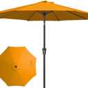 JEAREY 9FT Outdoor Patio Umbrella Outdoor Table Umbrellas with Push Button Tilt and Crank, Market Umbrella 8 Sturdy Ribs UV Protection Waterproof for Garden, Deck, Backyard, Pool (Sun Orange)