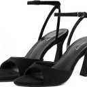 Susanny High Heels for Women Pointed Open Toe Strappy Chunky Block Heels Ankle Strap Stiletto Kitten Heeled Sandals Wedding Bridal Party Prom Sexy Dress Shoes (10, Black Suede)