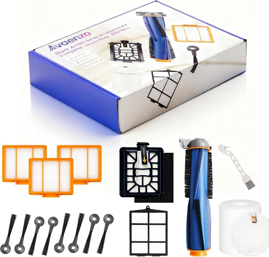 Replacement Parts Compatible with Shark AV2511AE AV2501S AV2610WA AV2501AE RV2502AE RV2610WA RV2520 AV2510 Accessories Kit with Main Brush,Filters,Foam Filters,Primary Filter,Side Brushes