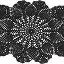 One Piece 23 x 12 Inch Oval Doilies Crochet for Dressers and End Tables Crafts Disposable Small Halloween Valentines Doilies Cloth Lace Placemats Coasters Black Cotton Vintage Tablecloth