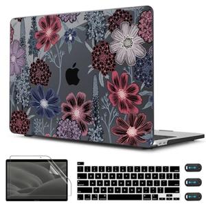 CISSOOK Compatible with MacBook Pro 13 inch Case 2025-2020 A2338 M2 M1 A2251 A2289 with Touch bar, Plastic Hard Shell Case&Keyboard Cover&Screen Protector&Webcam Cover, Texture Flowers