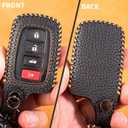 for Toyota Key Fob Cover Keychain Leather Car Key Case Fob Holder Compatible Highlander Tacoma Tundra Rav4 4Runner Camry Sequoia Corolla Prius (Black)