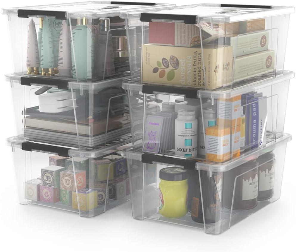 WYT Clear Storage Latch Bins, 5-Pack Storage Organizer Box with Handle and Lids, 5-Litre