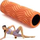 Foam Roller - Muscle Massage Roller for Back Pain & Stretching - Ergonomic Wide Wave Textured - Deep Muscle Massage Pilates Yoga, Athletics, Fitness Exercise for Whole Body (Orange)