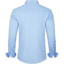 Shtexus Men's Long Sleeve Dress Shirt Button Down Wrinkle Free Blue (Blue, S)