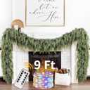 Cedar Christmas Garland with Lights for Mantle - Decorations 9ft Realistic Lighted Faux Pine Garlands for Xmas Home Decoration Indoor Stairs Railing Fireplace Outdoor 9 ft Prelit Garland Door Decor