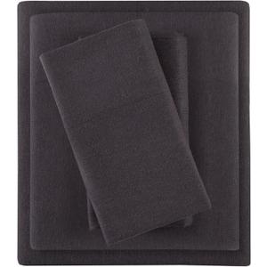 Comfort Spaces Cotton Flannel Sheets Queen Size, Ultra Soft Flannel Sheet Set with 14" Elastic Pocket Fits up to 16" Mattress, Breathable Warm Flannel Bedding, Dark Grey 4 Piece