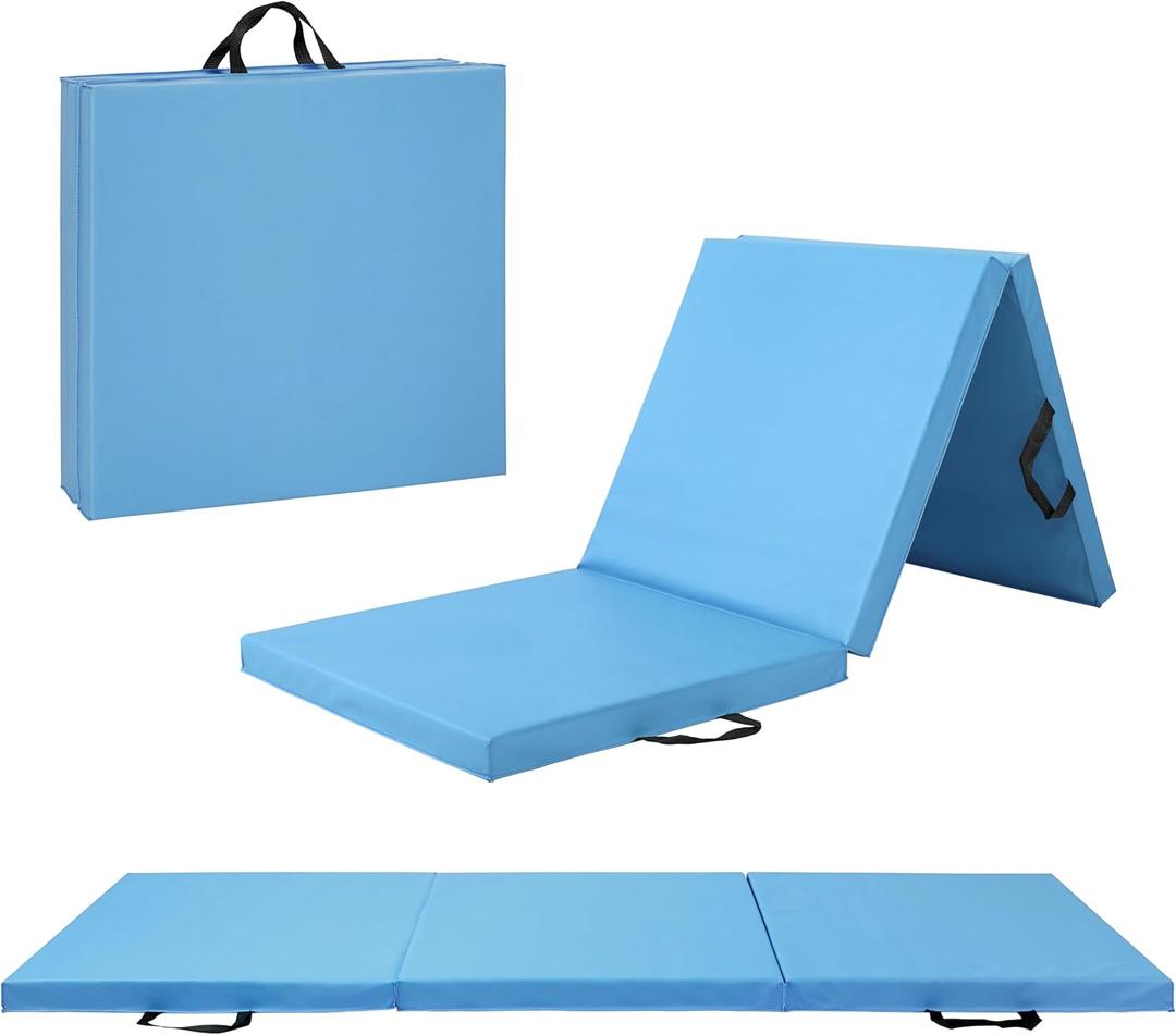 CAP Barbell All Purpose Folding Anti Tear Exercise Training Aerobic Fitness Gym & Gymnastics Balance Mat | Multiple colors (Blue)