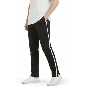 Zylioo Men's Tall Track Pants, Extra Long Sweatpants for Tall Men with Side Stripes and Pockets (Black)