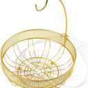 LANDTOM Gold Creative Detachable Wire Mesh Side Banana Hook Fruit Basket High-grade Fruit Plate Fruit Basket with Handle Snack Rack Desktop Storage (Gold, 28 * 27 * 35)
