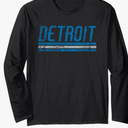 Detroit Michigan Retro Vintage Weathered Stripe Throwback Long Sleeve T-Shirt, Size M