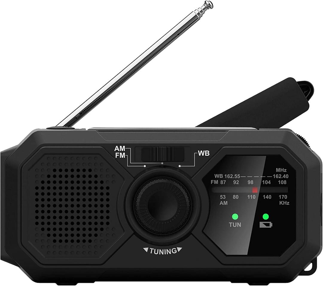 Kaito V5 Emergency Radio - Solar Panel and Hand Crank  LED Flashlight  Voyager Mini NOAA Weather Radio - AM/FM Radio Rechargeable Battery (Black) Kaito V5 Emergency Radio - Solar Panel and Hand Crank  LED Flashlight  Voyager Mini NOAA Weather Radio - AM/FM Radio Rechargeable Battery (Black)