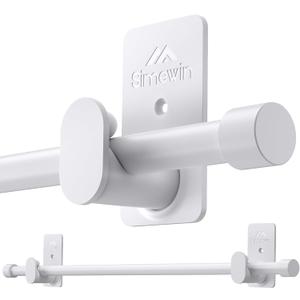 SIMEWIN Curtain Rods No Drilling for Windows 30 to 60 Inches, 5/8 Inch Diameter No Drill Small Curtain Rod Set with 3M Adhesive Brackets, White