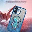 Loheckle for iPhone 12 Case - Women Girls Cute Glitter with Camera Lens Protector Cover Astronaut Liquid Girly Sparkle Sparkly Aesthetic Bling Shiny Design Phone Case for iPhone 12 6.1'', Blue