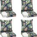 Arden Outdoor Foam Deep Seat Cushion Set , 24x24, Premium High-Density Foam, Never Flattens, Weather-Proof for Patio Chair Sofa Couch, Simone Blue Tropical