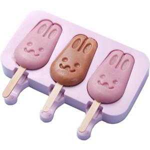 Cute Rabbit Popsicle Molds - Silicone Ice Pop Maker with 100pcs Popsicle Sticks - Easy Release Summer Homemade Popsicle Maker