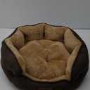 Bedsure Dog Beds for Small Dogs - Round Cat Beds for Indoor Cats, Washable Pet Bed for Puppy and Kitten with Slip-Resistant Bottom, 20 Inches, Brown (20.0"L x 19.0"W x 6.0"Th)
