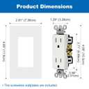 BESTTEN Decorator Receptacle Outlet, 15 Amp Standard Electrical Wall Outlet with Screwless Wallplate, Non-Tamper Resistant, 15A/125V/1875W, UL Listed, 10 Pack, White