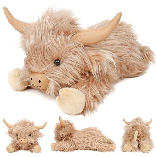 JellyMallow Highland Cow Weighted Stuffed Animals 5lbs 22in, Cute Weighted Plush Highland Cow Stuffed Animal Cattle Plushies Ideal Gifts for Kids and Adults