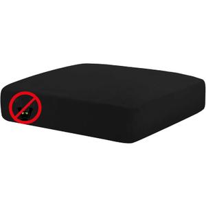 MAXIJIN Velvet Stretch Cushion Cover Fitted Couch Cushion Slipcovers 1 Pack Arm Chair Seat Cushion Cover for Individual Cushion Sofa Chair with Elastic Bottom (Chair Cushion, Black)