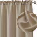 Chyhomenyc Camel Curtains 63 Inch Length 2 Panels, Faux Linen Textured Semi Sheer Light Filtering Soft Airy Rod Pocket Window Treatment Drapes for Living Room Bedroom, Each 40" Wx63 L
