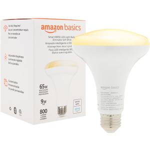 Amazon Basics Smart BR30 LED Light Bulb, Dimmable Soft White (2700K), 9W (60W Equivalent), 800LM, Works with Alexa Only, 2.4 GHz Wi-Fi, No Hub Required, 1 Pack