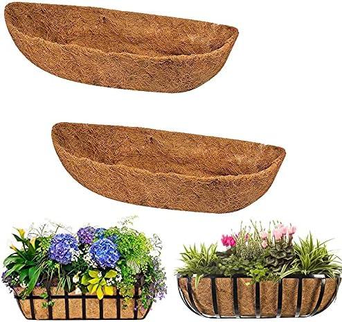 chengchuang 2 Packs Natural Coco Fiber Replacement Liner,48 in Coconut Liners for Planters, Coco Liners for Window Box/Hanging Basket Liners, Durable Coconut Coir for Planting (30 inch)