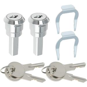 2 PCs Stainless Steel Toolbox Lock with Fastening Tab and Keys for Steel & Tin Cabinets