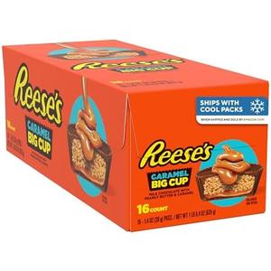 Pack of 2 REESE'S Big Cup Caramel Milk Chocolate Peanut Butter Cups, Candy Packs, Halloween Candy, 1.4 oz (16 Count)