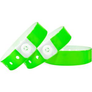 Plastic Party Green Wristbands-100 Pack Colored Vinyl Wristbands for Events-Waterproof Lightweight Security Wrist Bands for Bar Club Festival Music Meeting