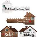 Sintuff 2 Pieces Sold Signs, Double Sided Social Media Photo Props, House Shaped and Home Key Shaped Decor Closing Gift Double Sided Agent Supplies and Signs (16.5)