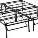 Bed Frame Queen Metal Platform Bed Frame 14 Inch High Mattress Foundation Queen Size Box Spring Replacement Heavy Duty Steel Slat Profile Smart Base Noise-Free Easy Assembly Under-Bed Storage,Black