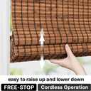 LazBlinds Cordless Blackout Bamboo Roman Shades, Room Darkening Blinds for Interior Windows, Thermal Insulated Roll Up Bamboo Blinds for Home & Patio, 32" W x 64" H, Penang Teak