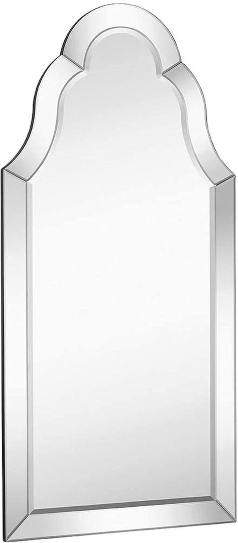Hamilton Hills 21" x 43" Classic Silver Framed Glass Rectangular Mirror | Designer Tall Arched Top Mirrored Edge Premium Silver Backed Glass Panel for Hanging in a Vanity, Closet, Entry or Bathroom