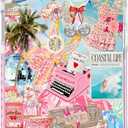 for iPhone 7/8/SE Case, Coastal Life Pattern with Tropical Collage, Military-Grade Drop Protection, Pink Paradise Soft Slim TPU Protective Cover with Camera Protection for Women & Girls