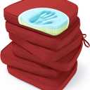 SUNROX Gel Memory Foam Chair Cushions, FadeShield Water-, Stain-Resistant Durable Reversible Seat Cushion Pads with Ties for Indoor/Outdoor Kitchen Dining Office 17"x16" Set of 6, Burgundy