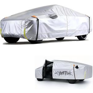 Wigoo Tesla Cybertruck Car Cover Accessories 2024-2026, Custom Fit Waterproof All Weather Outdoor Truck Cover, Windproof UV Rain Snow Dust Protection, Breathable Design, Paint-Safe Lining, Door Zipper
