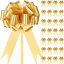 JJYHEHOT 30 PCS Christmas Gold Gift Wrap Bows, Pull Bows for Gift Wrapping, Large Decor Bow for Gift Baskets, Flower Bouquets, Birthday Present Box, Wedding Car