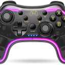 ELISWEEN Switch Controller for Nintendo Switch/OLED/Lite, Replacement for Nintendo Switch Pro Controller Support PC & Android/iOS with Cool RGB LED, Wireless Switch Controller with Turbo,Vibration (Dark Brown Light)