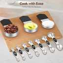 Magnetic Measuring Cups and Spoons Set - 304 Stainless Steel | Dual-sided Design | Set of 15 with Leveler | Strong N52 Magnetic Nesting Design | for Dry & Liquid Ingredients (Black)