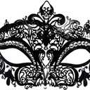 Leprato Masquerade Mask for Women Black Venetian Mask for Halloween Mardi Gras Prom Ball Party Costume Mask