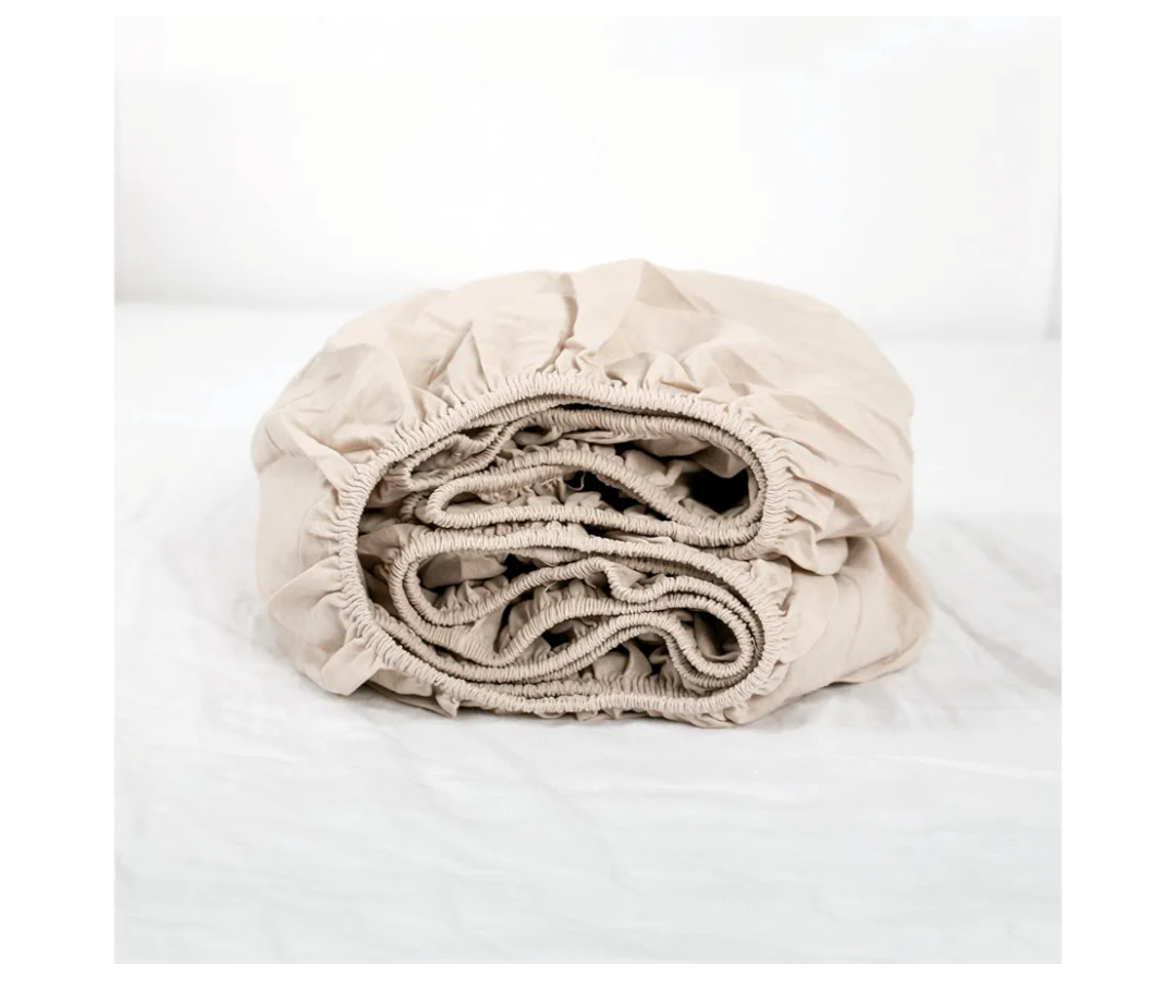Simple&Opulence Linen Fitted Sheet (1 Piece) - 14 Inch Deep Pocket Mattress Cover Natural Flax Cotton Blended Soft Breathable Bedding - Linen, Twin Size