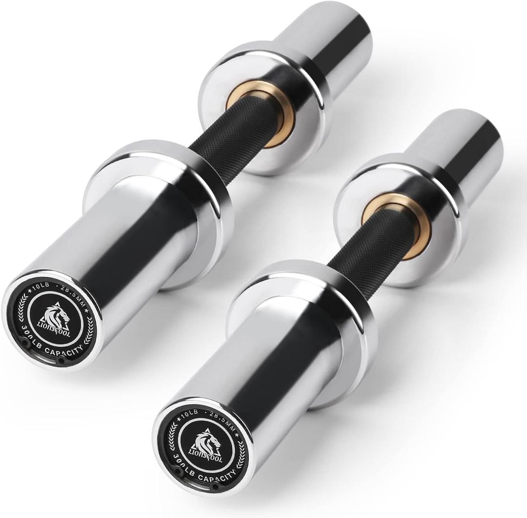 LIONSCOOL 16" Loadable Dumbbells Pairs in Commercial Grade, Heavy Duty Olympic Dumbbell Bar/Handle for Strength Training, Compatible with 2 Standard Plates, Chrome 