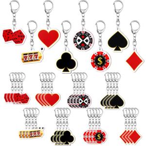 Tondiamo 48 Pcs Casino Party Gifts Keychains Bulk Casino Night Souvenirs Dice Keychains for Birthday Gifts Decorations
