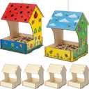 DoubleFill 6 Pack Wooden Bird Feeder Kits, DIY Bird House Kits, Build and Paint Craft for Adults, Unfinished Birdhouse Wood Craft for Educational Fun Art Outdoor Activities Gifts